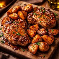 Spicy Maple Roasted Pork Chops and Sweet Potatoes