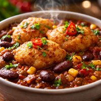 Spicy Mexican Chili with Chicken Nugget Dumplings