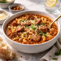 Spicy Pasta Bean and Sausage Soup