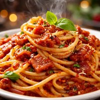 Spicy Pasta with Tomato Bacon Sauce