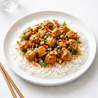 Spicy Peanut Chicken Over Rice