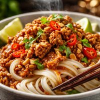 Spicy Peanut Pork W Rice Noodles