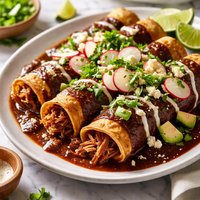 Spicy Pork Enchiladas with Mole Sauce