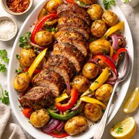 Spicy Pork Tenderloin with Potatoes and Peppers