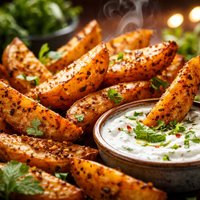 Spicy Potato Wedges with Minty Yoghurt Dip