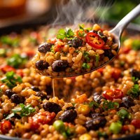 Spicy Rice Bean and Lentil Casserole