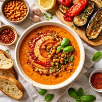 Spicy Roasted Red Pepper and Eggplant Soup