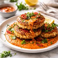 Spicy Salmon Cakes Sweet Red Pepper Sauce