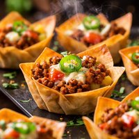 Spicy Sausage Won Ton Cups