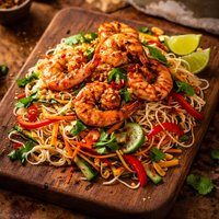 Spicy Seared Prawn Shrimp and Noodle Salad