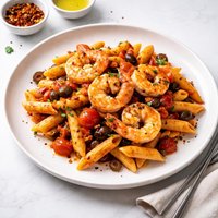 Spicy Shrimp and Penne with Puttanesca Sauce