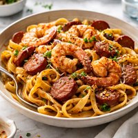 Spicy Shrimp and Smoked Sausage Pasta