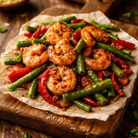 Spicy Shrimp with Green Beans Red Pepper