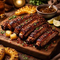 Spicy Smoked Ribs with Pineapple Rum Glaze