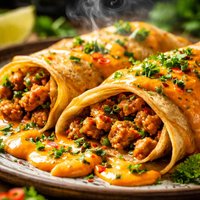 Spicy Tempeh Crepes with a Savoury Carrot Cream Sauce