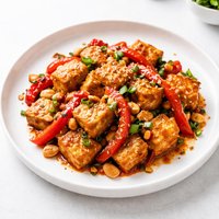 Spicy Thai Tofu with Red Bell Peppers and Peanuts