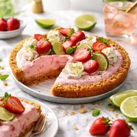 Spiked Strawberry Lime Ice Cream Pie