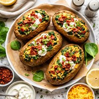 Spinach and Bacon Baked Potatoes