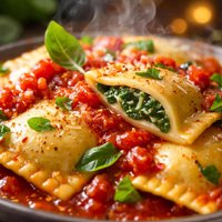 Spinach and Cheese Ravioli with Fresh Tomato Sauce