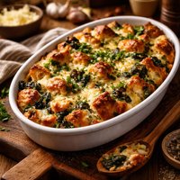 Spinach and Jack Cheese Bread Pudding
