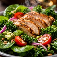 Spinach and Kale Salad with Chicken