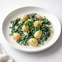 Spinach and Potato in Cream Sauce