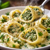 Spinach and Ricotta Tortellini with Ricotta and Herb Sauce
