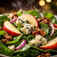 Spinach Apple Salad with Roquefort Cheese