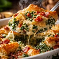 Spinach Bacon Cream Puff Bake