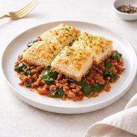 Spinach Beef Biscuit Bake