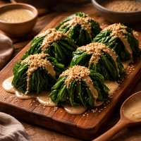 Spinach Crowns with Sesame Dressing