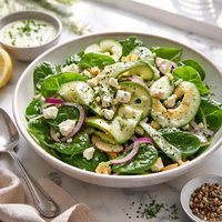 Spinach Cucumber Salad with Yogurt Dressing