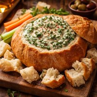 Spinach Dip in Cob Loaf