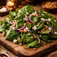Spinach Feta and Pine Nut Salad