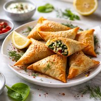 Spinach Feta and Sun Dried Tomato Phyllo Triangles