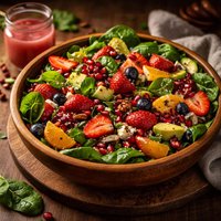Spinach Fruit Salad with Pomegranate Citrus Vinaigrette