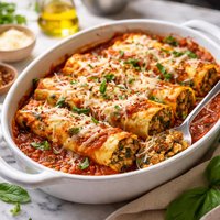 Spinach Ground Meat Manicotti