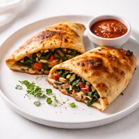 Spinach Mushroom and Tomato Calzone