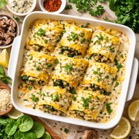 Spinach Mushroom Lasagna Roll Ups with Gorgonzola Cream Sauce