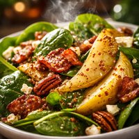 Spinach Pear Salad W Bacon and Honey Dijon Dressing