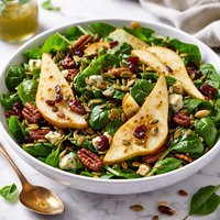 Spinach Pear Salad with Dijon Mustard Vinaigrette