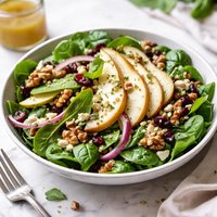 Spinach Pear Salad with Gorgonzola Walnuts and Pear Vinaigrette