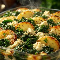 Spinach Potato and Feta Bake