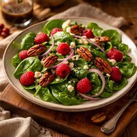 Spinach Raspberry and Toasted Pecan Salad