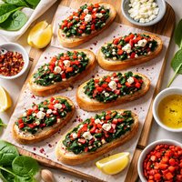 Spinach Red Pepper Crostini