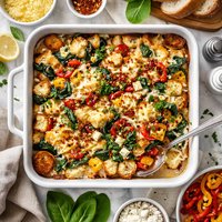 Spinach Roasted Pepper and Cheese Strata