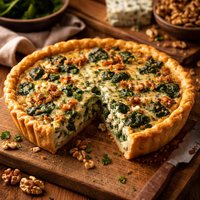 Spinach Roquefort and Walnut Quiche