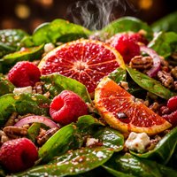 Spinach Salad with Blood Orange Raspberry Vinaigr