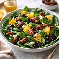 Spinach Salad with Oranges Dried Cherries and Candied Pecans