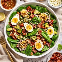 Spinach Salad with Roasted Garlic and Bacon Dressing